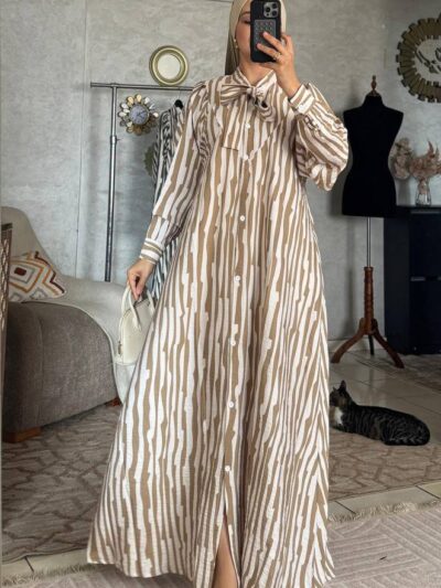 Robe chemise longue à rayures en tissu Loulan Crespo - Image 19