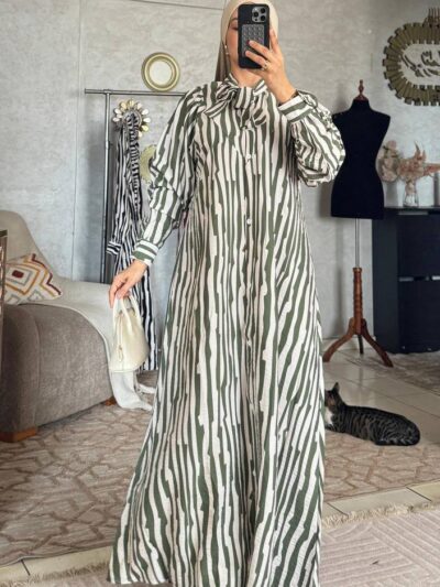 Robe chemise longue à rayures en tissu Loulan Crespo - Image 15