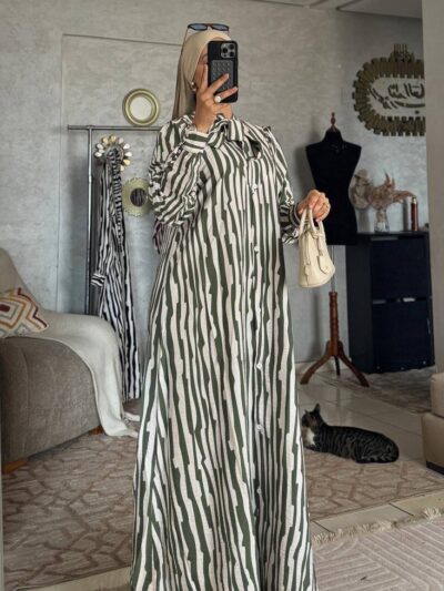 Robe chemise longue à rayures en tissu Loulan Crespo - Image 16