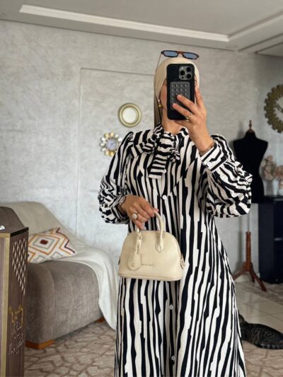 Robe chemise longue à rayures en tissu Loulan Crespo - Image 6