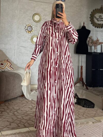 Robe chemise longue à rayures en tissu Loulan Crespo - Image 3