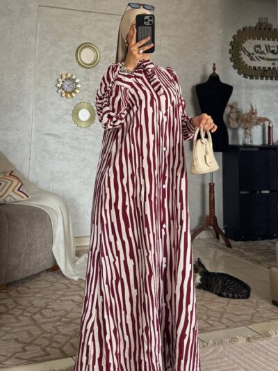 Robe chemise longue à rayures en tissu Loulan Crespo - Image 4