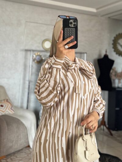 Robe chemise longue à rayures en tissu Loulan Crespo - Image 18