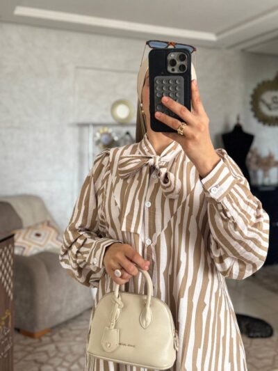 Robe chemise longue à rayures en tissu Loulan Crespo - Image 17