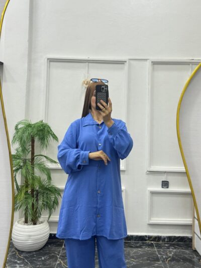 Ensemble Tunique et Pantalon en Crêpe Froissé - Image 1