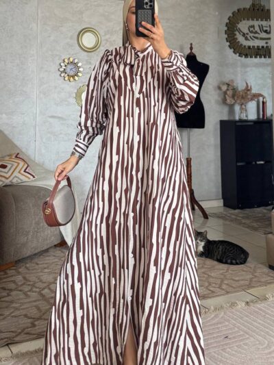 Robe chemise longue à rayures en tissu Loulan Crespo - Image 11