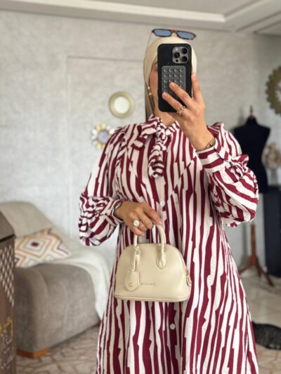 Robe chemise longue à rayures en tissu Loulan Crespo - Image 1