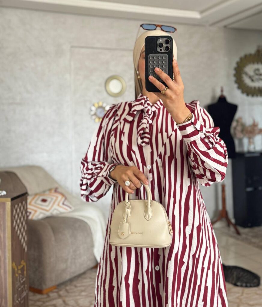 Robe chemise longue à rayures en tissu Loulan Crespo