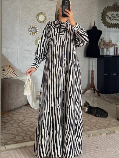 Robe chemise longue à rayures en tissu Loulan Crespo - Image 8