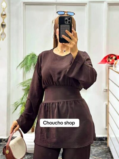Ensemble 2 pièces en crêpe froissé pour femme - Image 7