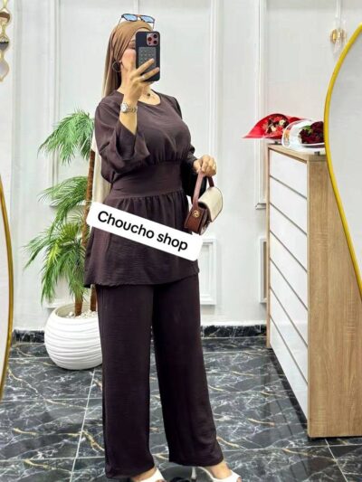 Ensemble 2 pièces en crêpe froissé pour femme - Image 5