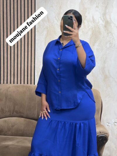Ensemble 2 Pièces Élégant : Jupe Longue et Chemise Fluide - Image 11