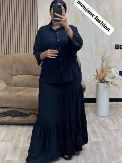 Ensemble 2 Pièces Élégant : Jupe Longue et Chemise Fluide - Image 14