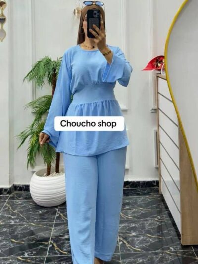 Ensemble 2 pièces en crêpe froissé pour femme - Image 3
