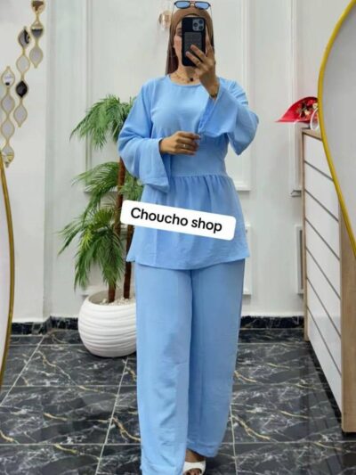 Ensemble 2 pièces en crêpe froissé pour femme - Image 4