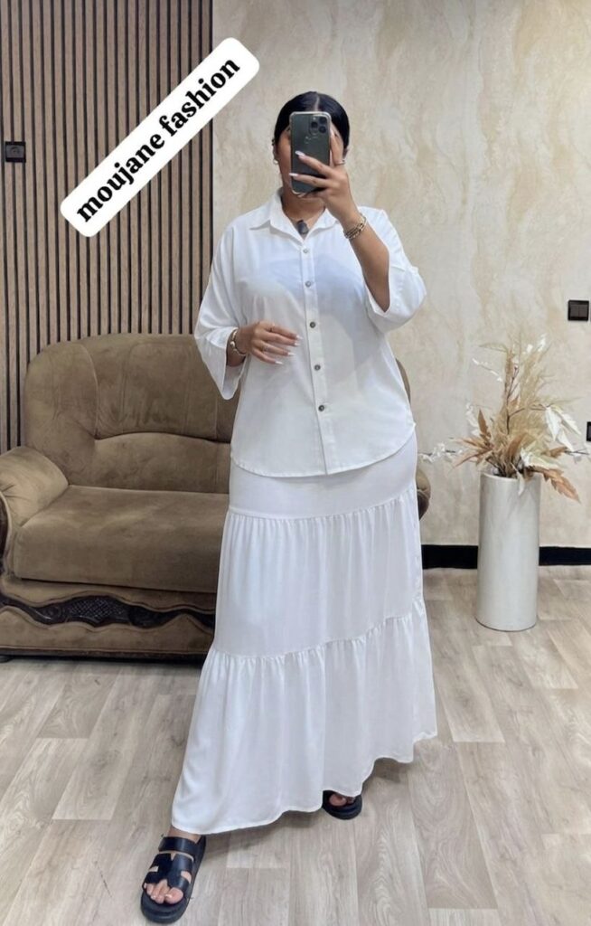 Ensemble 2 Pièces Élégant : Jupe Longue et Chemise Fluide