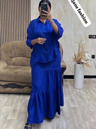 Ensemble 2 Pièces Élégant : Jupe Longue et Chemise Fluide - Image 12