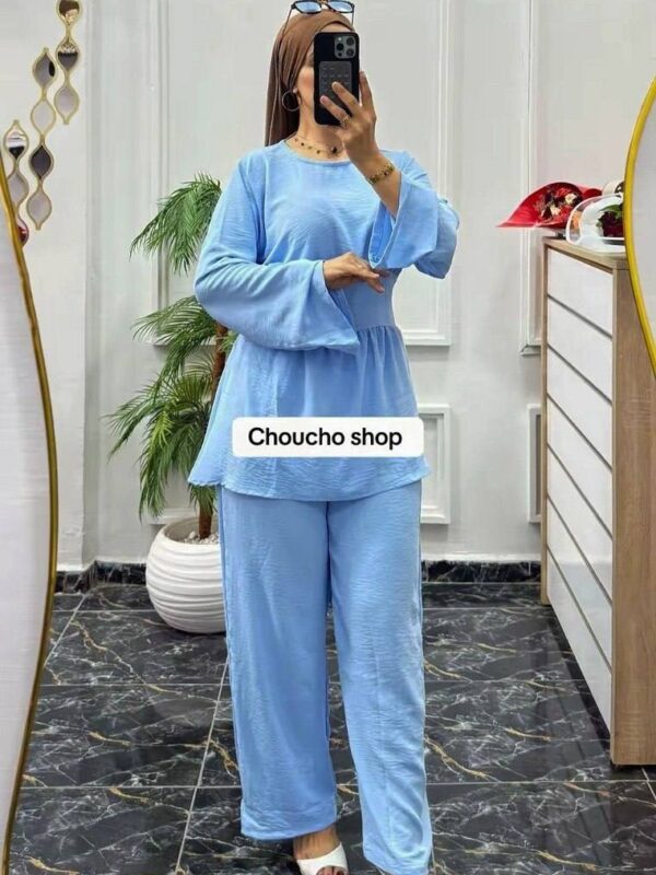 Ensemble 2 pièces en crêpe froissé pour femme