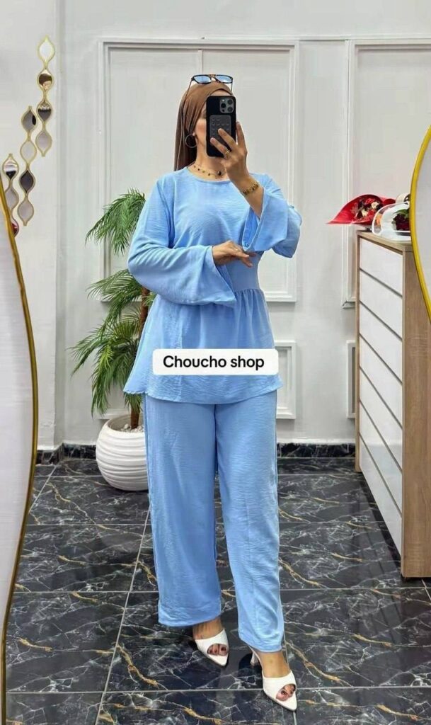Ensemble 2 pièces en crêpe froissé pour femme