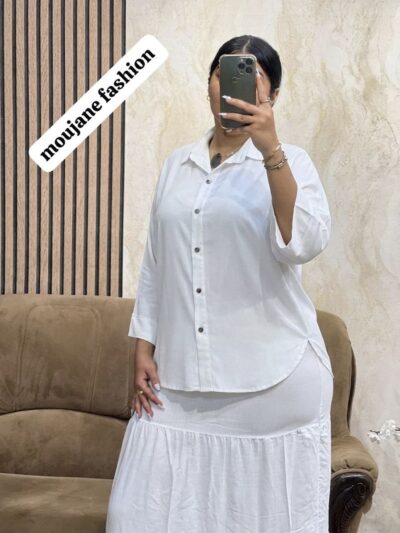 Ensemble 2 Pièces Élégant : Jupe Longue et Chemise Fluide - Image 3