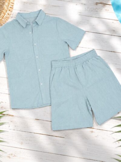 Ensemble Homme Été en Lin – Chemise et Short - Image 1