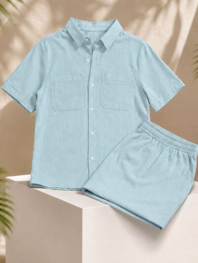 Ensemble Homme Été en Lin – Chemise et Short - Image 3
