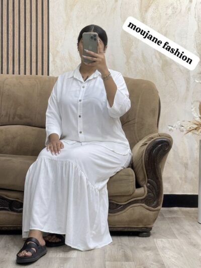 Ensemble 2 Pièces Élégant : Jupe Longue et Chemise Fluide - Image 2