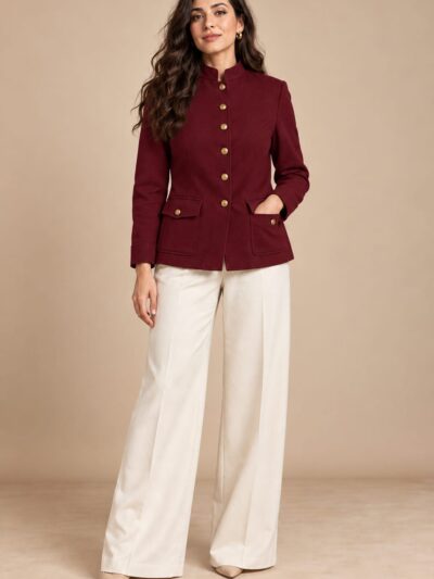 Veste Cintrée Style Officier à Boutons Dorés - Image 4