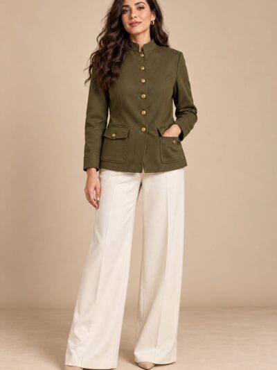 Veste Cintrée Style Officier à Boutons Dorés - Image 1
