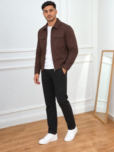 Veste Homme Élégante Coupe Droite Zippée - Image 2