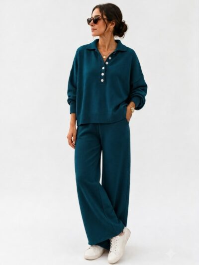 Ensemble Tricot 2 Pièces Polo et Pantalon Fluide - Image 5