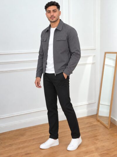 Veste Homme Élégante Coupe Droite Zippée - Image 4