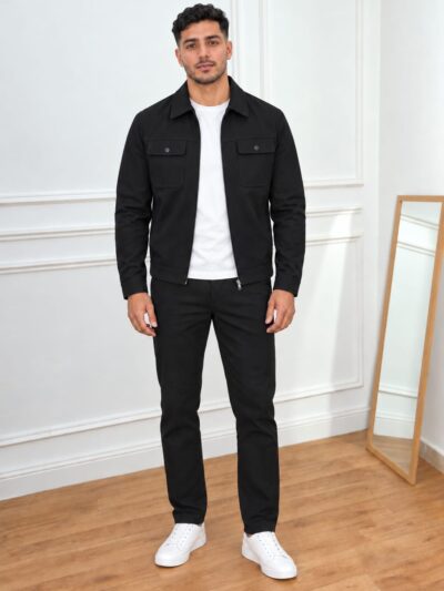 Veste Homme Élégante Coupe Droite Zippée - Image 5