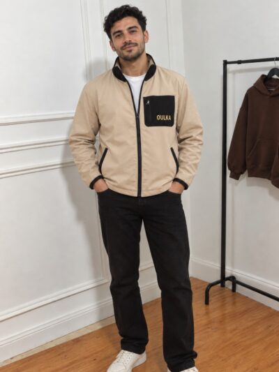 Veste Zippée OULKA Élégante avec Poche Poitrine Contrastée - Image 3