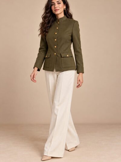 Veste Cintrée Style Officier à Boutons Dorés - Image 2