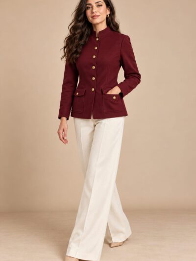 Veste Cintrée Style Officier à Boutons Dorés - Image 3