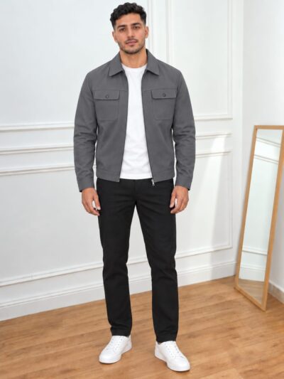 Veste Homme Élégante Coupe Droite Zippée - Image 1