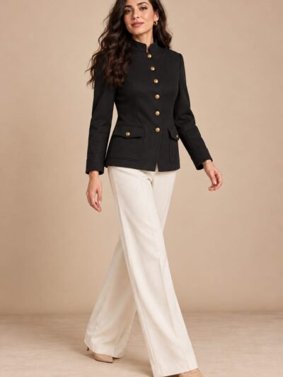 Veste Cintrée Style Officier à Boutons Dorés - Image 5
