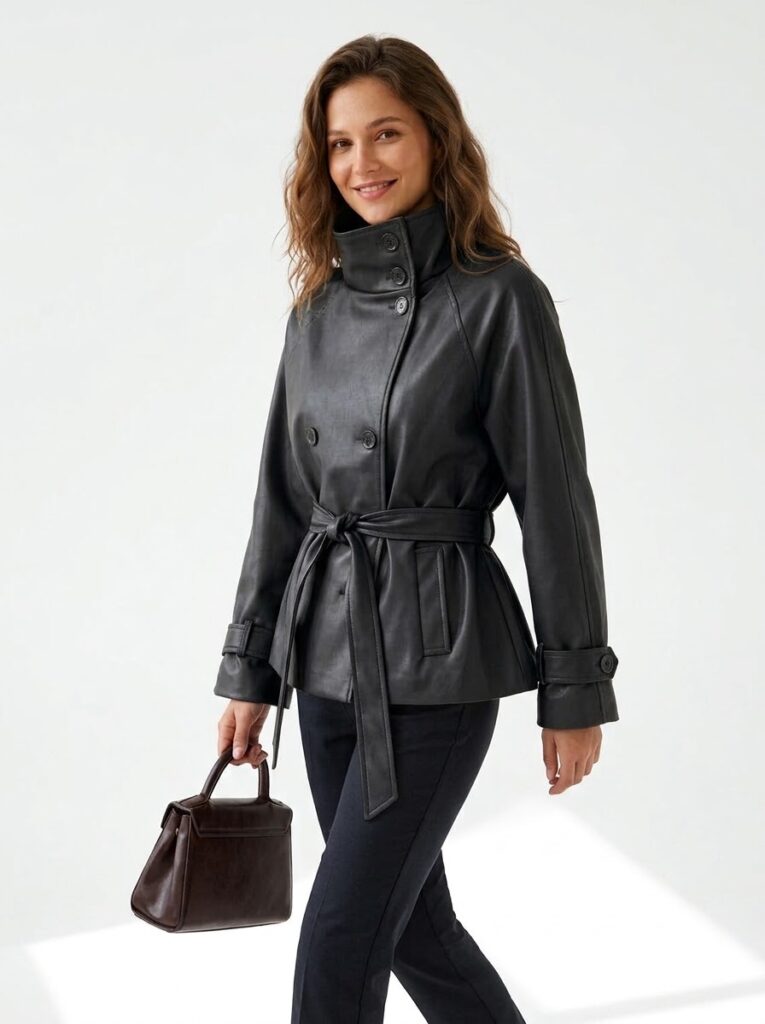 Veste Trench Court Ceinturée Sky - 6
