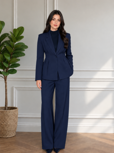 Ensemble Tailleur Veste Cintrée et Pantalon Large Fluide - Image 3