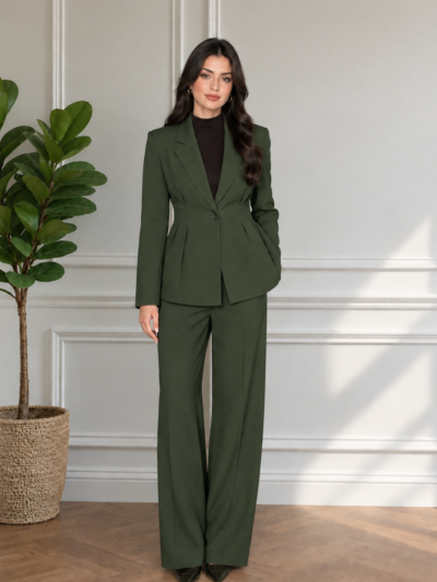 Ensemble Tailleur Veste Cintrée et Pantalon Large Fluide - Image 4