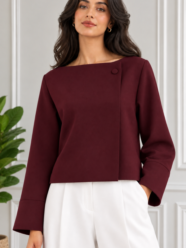 Veste Courte Croisée Élégante à Bouton Unique