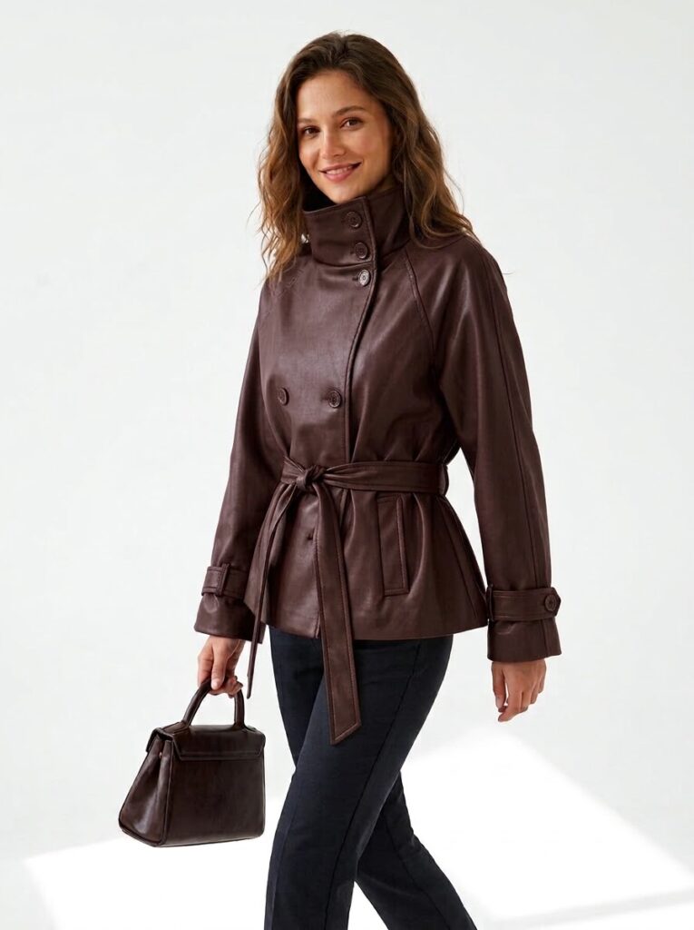 Veste Trench Court Ceinturée Sky - 2