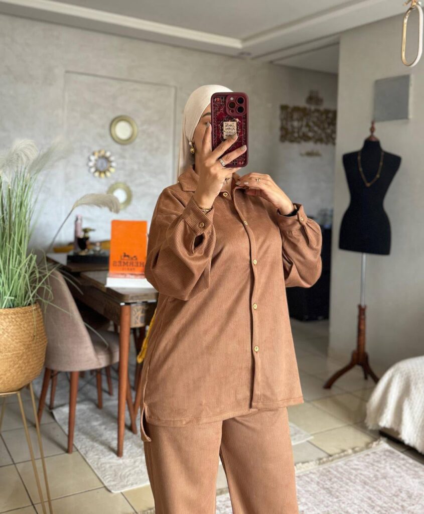 Ensemble Deux Pièces Chemise et Pantalon Large Texturé - 8