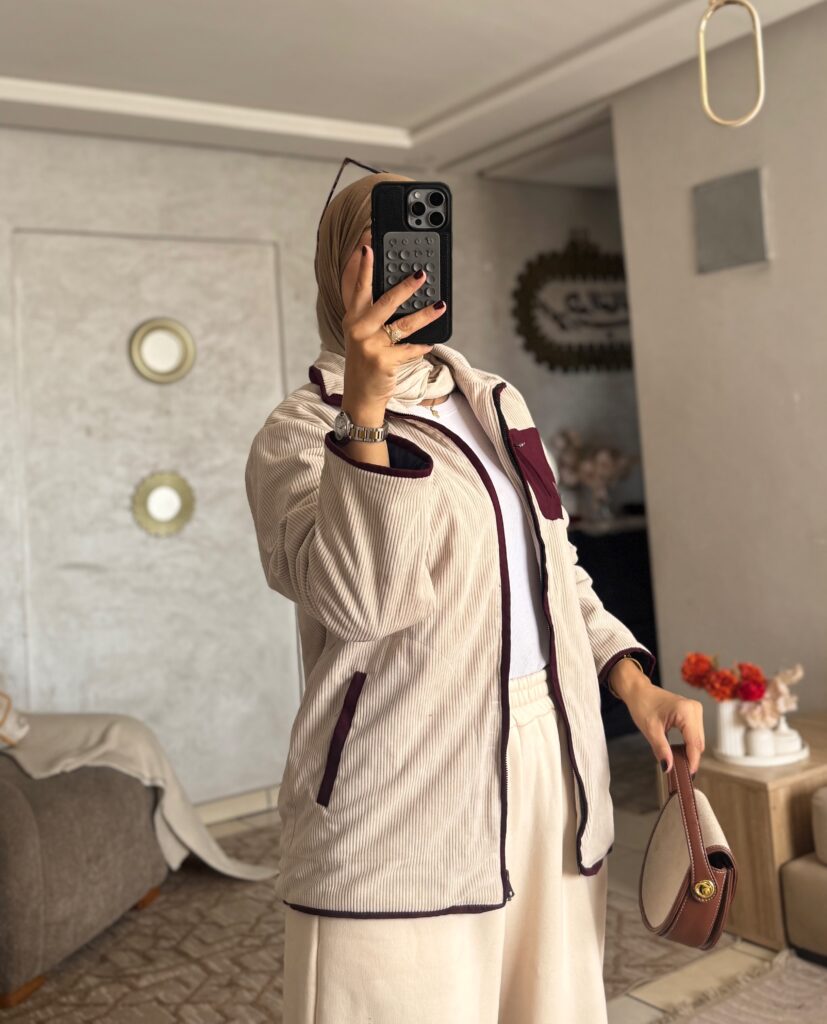 Veste Gatifa OULKA Coupe Spéciale – Beige & Bordeaux - 5