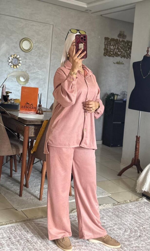 Ensemble Deux Pièces Chemise et Pantalon Large Texturé - 4