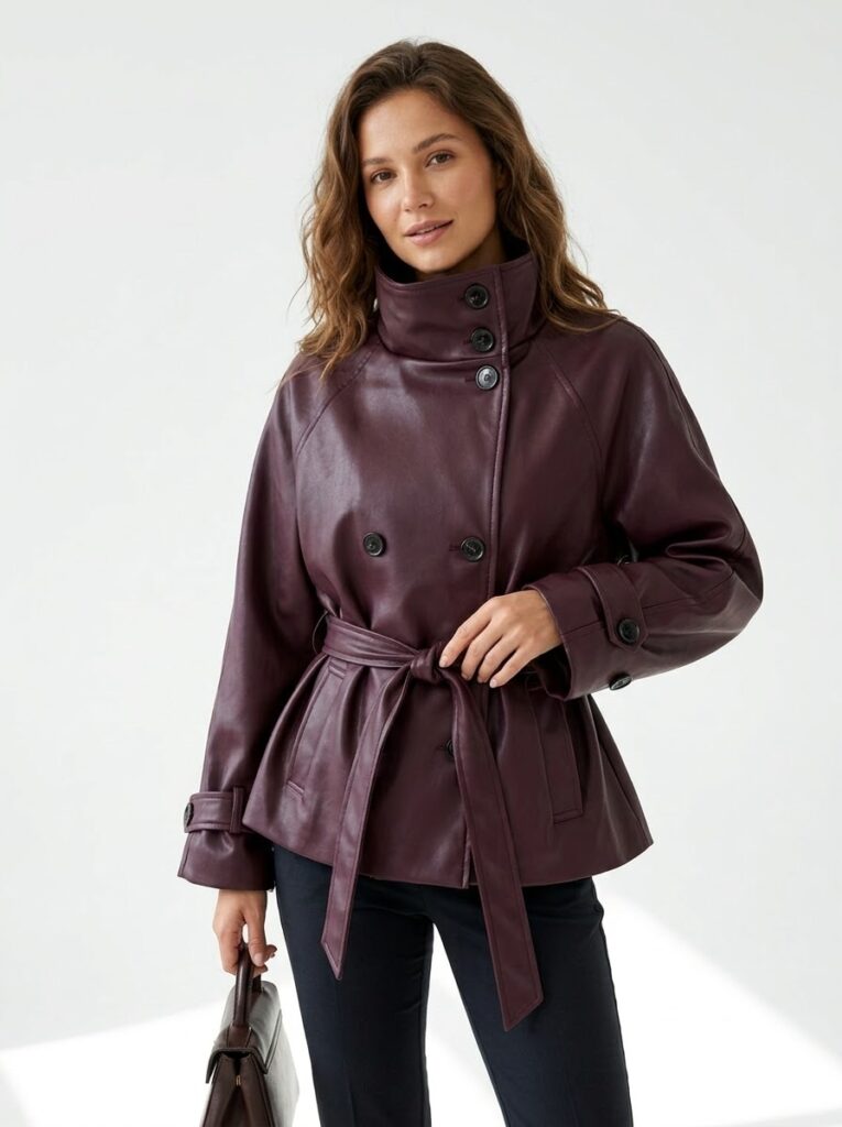 Veste Trench Court Ceinturée Sky - 3