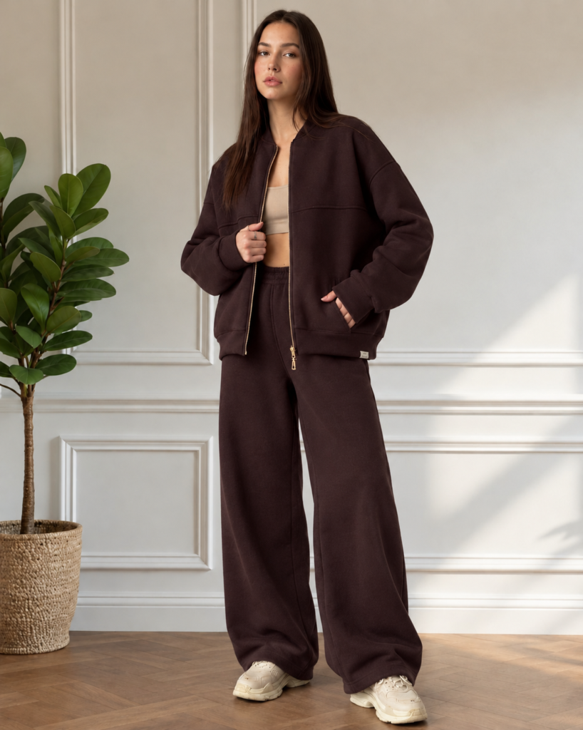 Ensemble Moderne Veste Zippée et Pantalon Large - 2