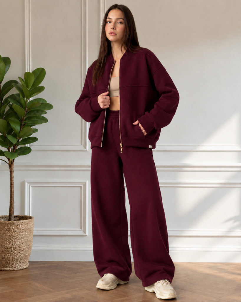 Ensemble Moderne Veste Zippée et Pantalon Large - 3