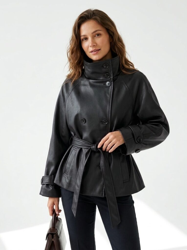 Veste Trench Court Ceinturée Sky - 5